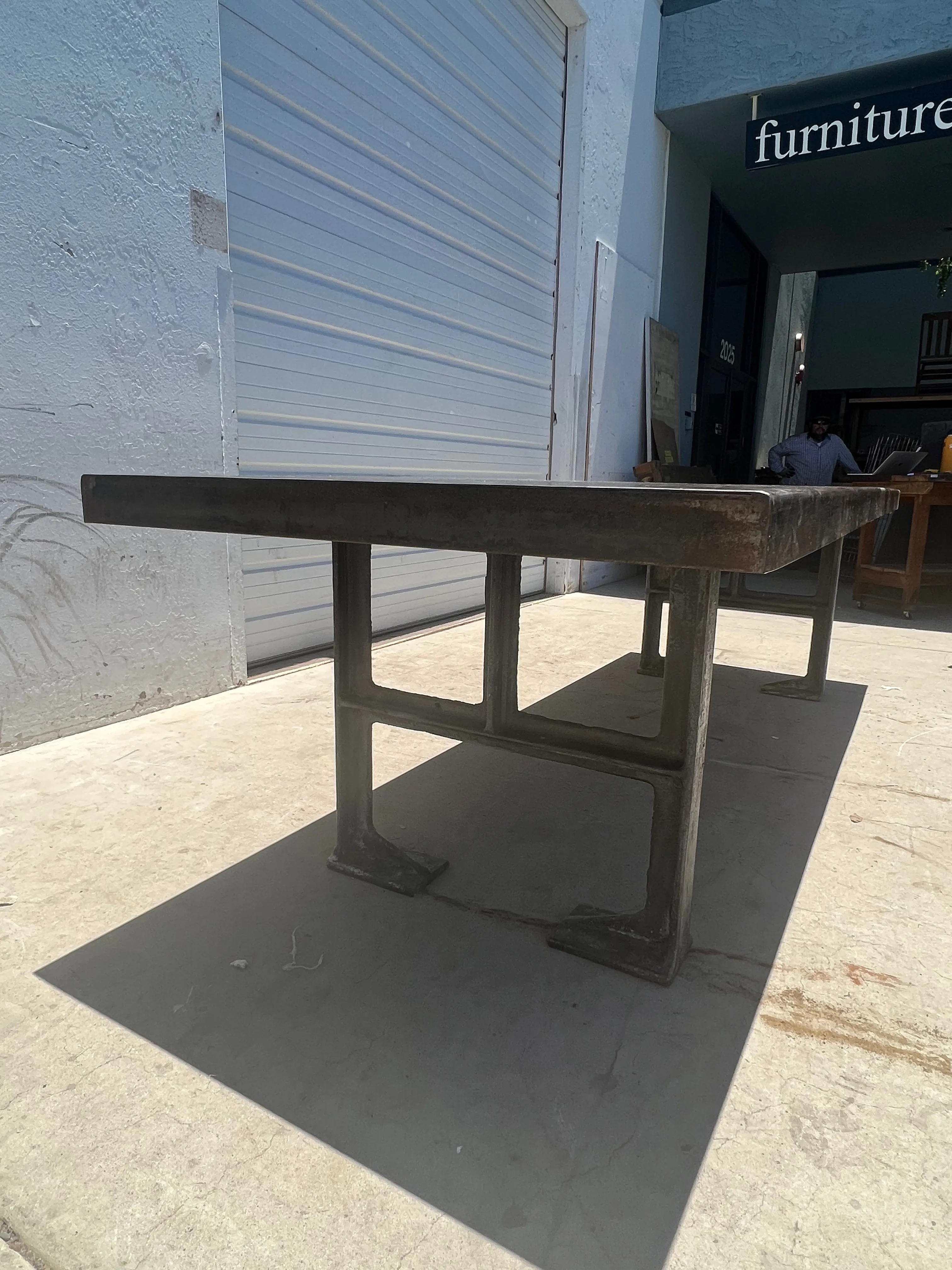 10Ft Steel Dining Table with Iron Machine Legs