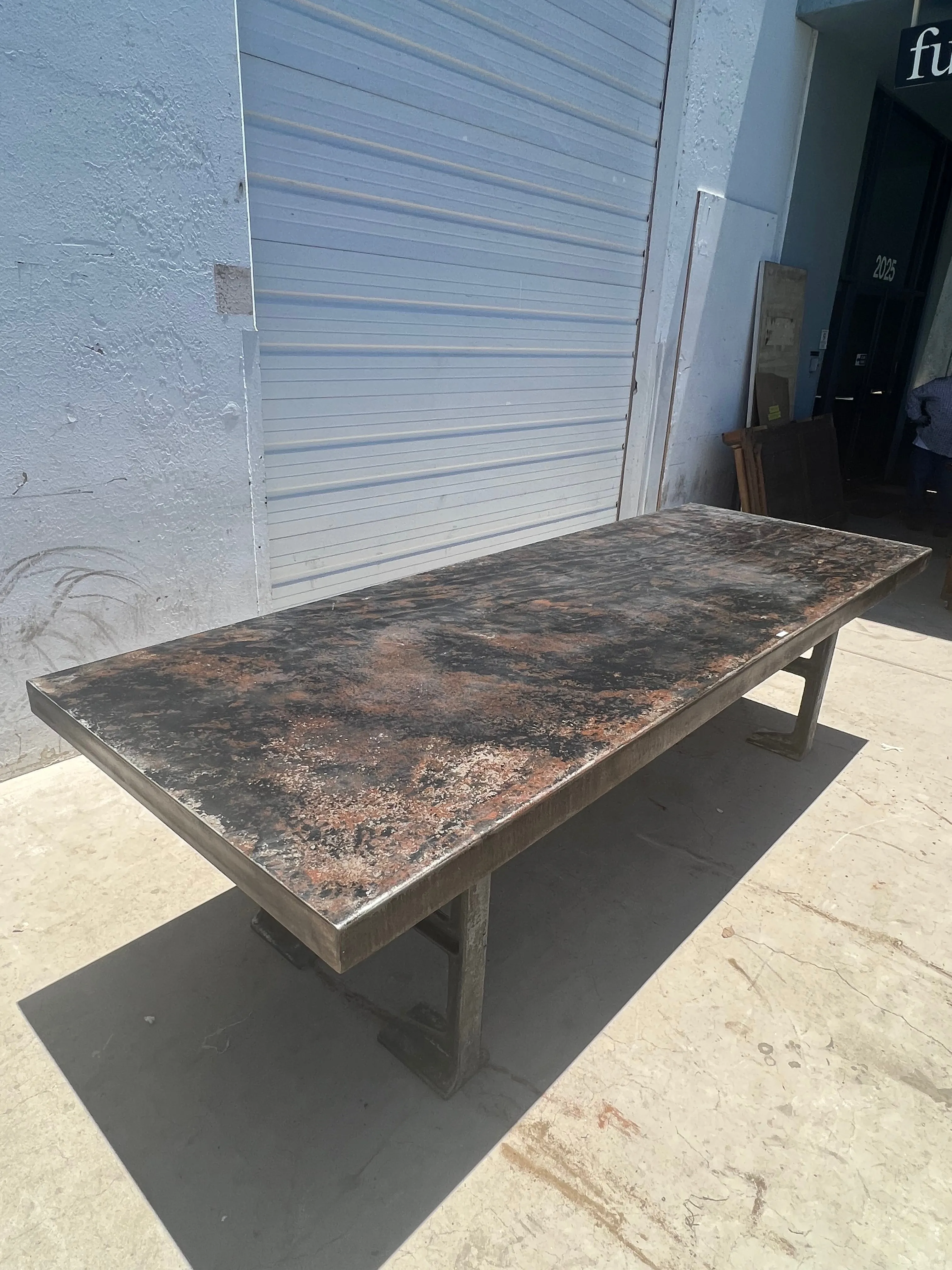 10Ft Steel Dining Table with Iron Machine Legs