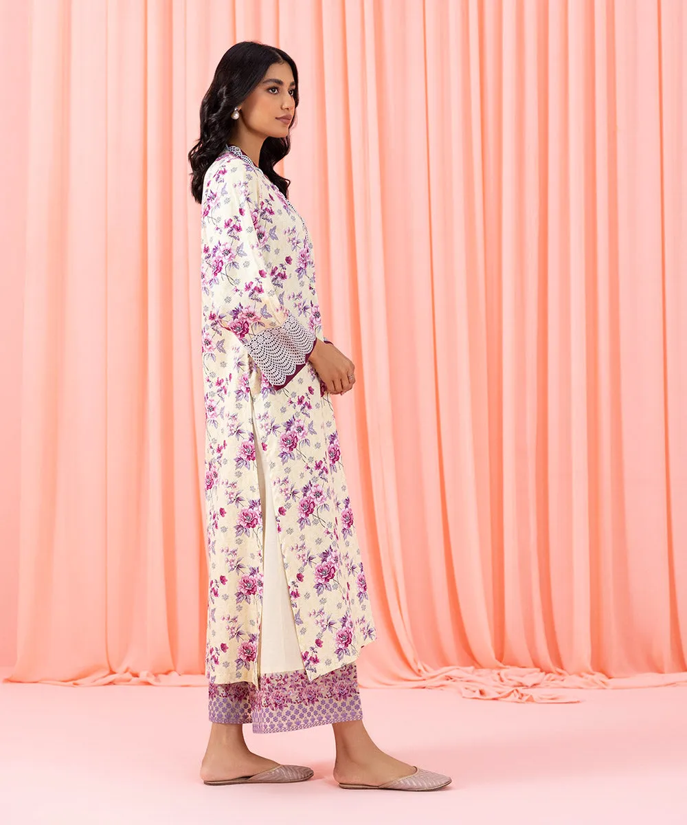 2 Piece - Printed Cotton Satin Suit