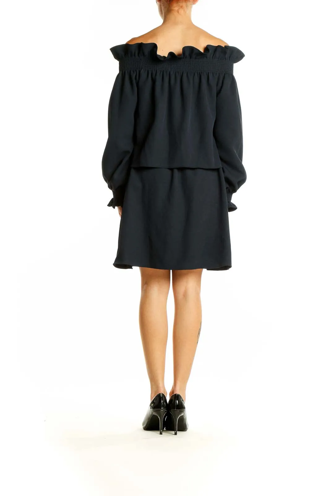 Black Off-Shoulder Ruffled Mini Dress