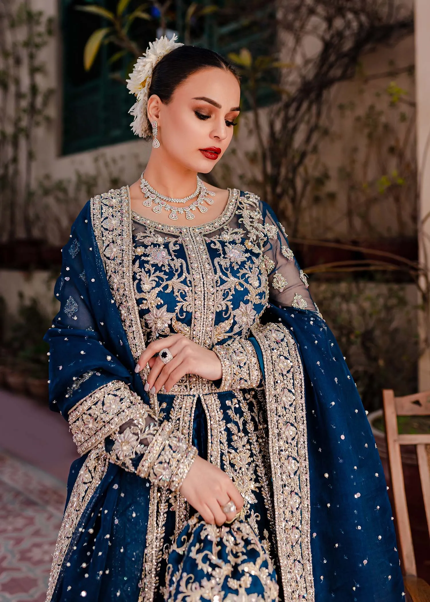 Dark Blue Sharara Kameez for Pakistani Wedding Dresses