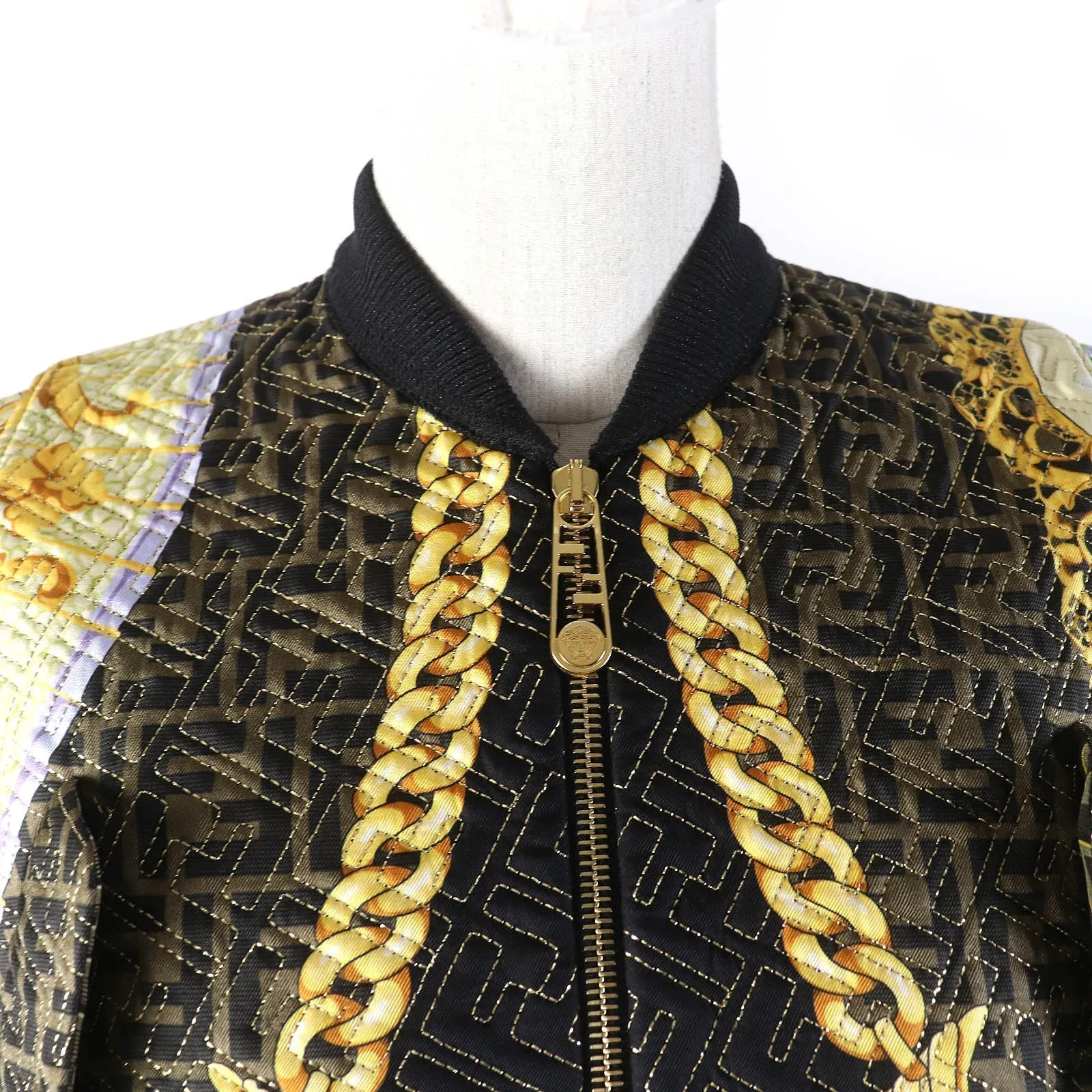 Fendi Versace F Logo Baroque Silk Blouson Jacket