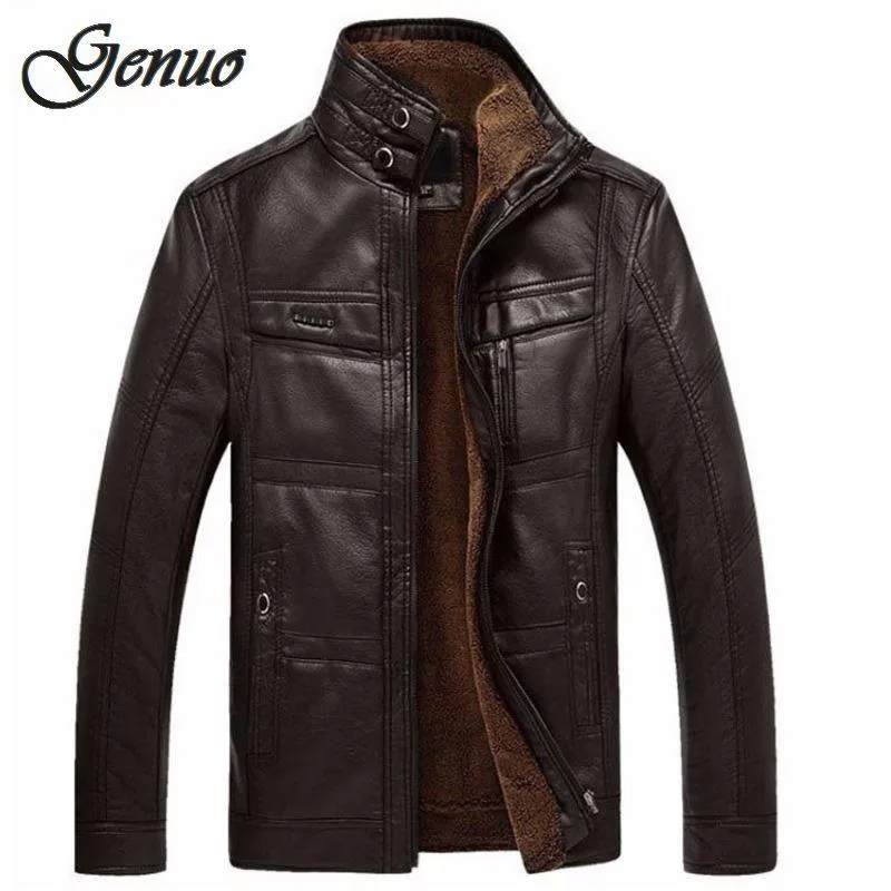Leather Jacket Men Coats 5XL Brand High Quality PU Outerwear Men Business Winter Faux Fur Male Jacket Fleece