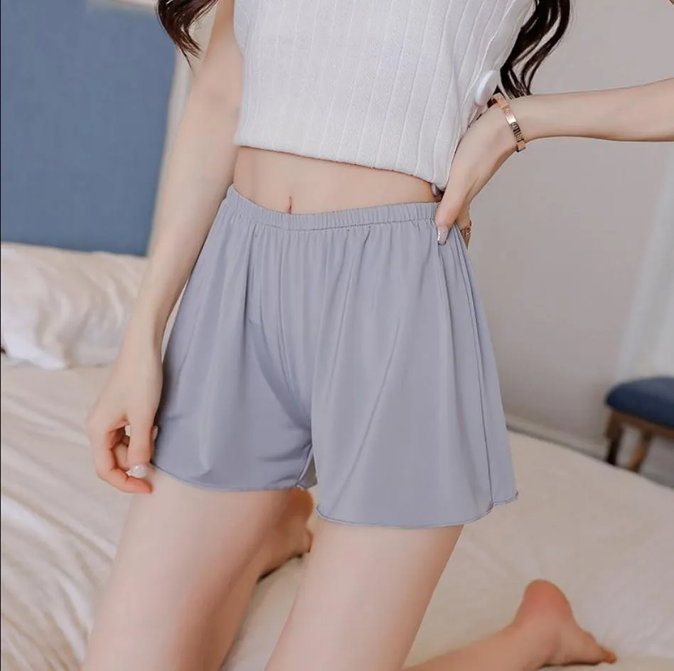 Mask Leggings Women Summer Outdoor Loose Plus Size Thin Silk Pajamas Pants Anti-Exposed Home Safety Sleepwear