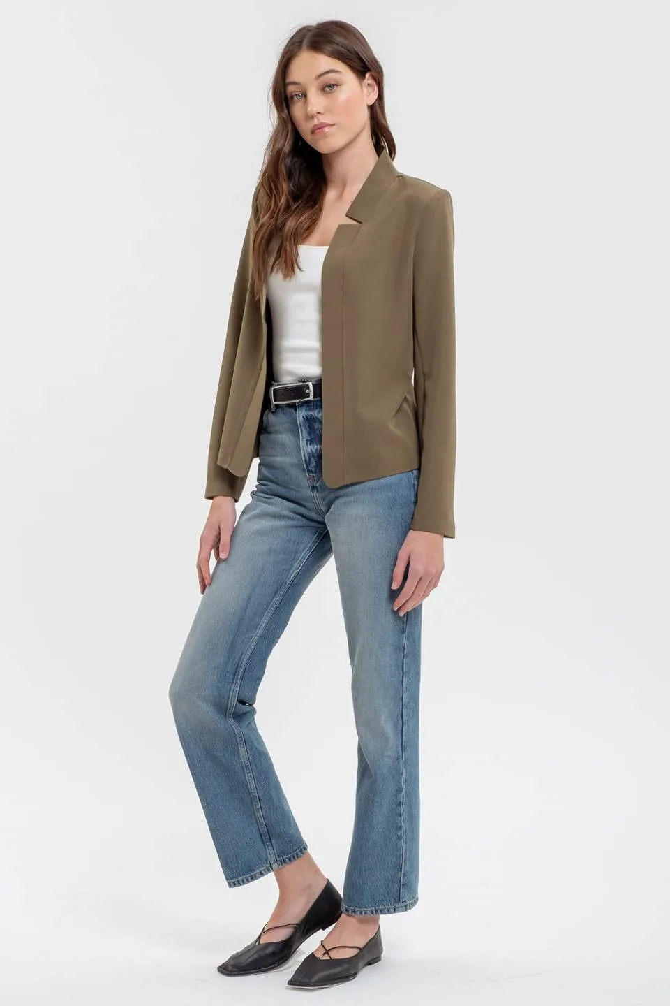 NOTCH COLLAR LONG SLEEVE BLAZER
