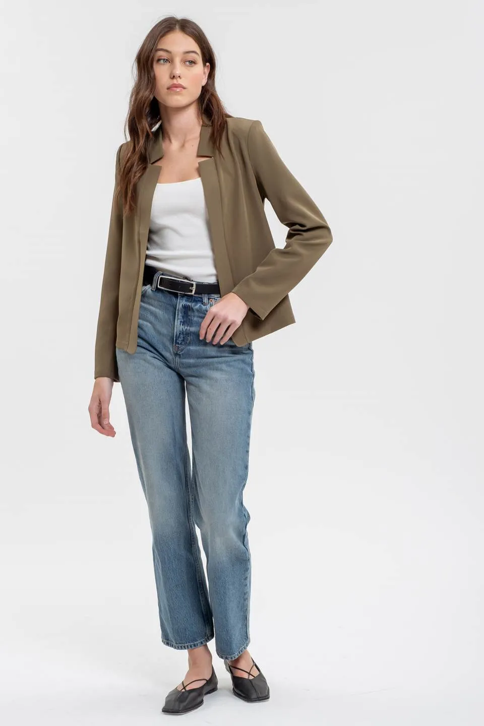 NOTCH COLLAR LONG SLEEVE BLAZER
