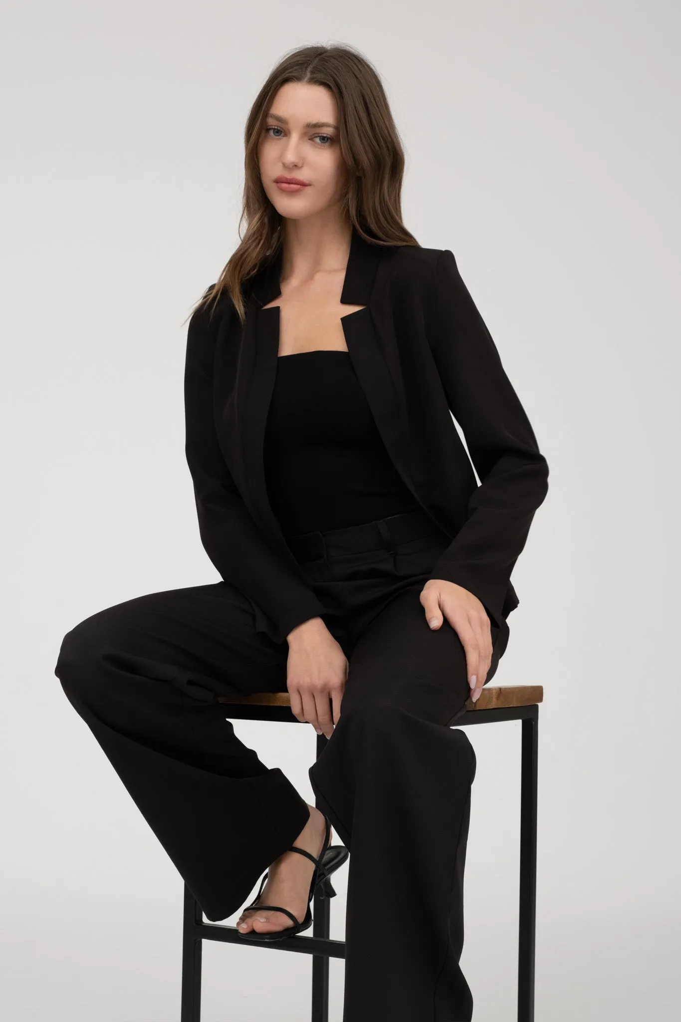 NOTCH COLLAR LONG SLEEVE BLAZER