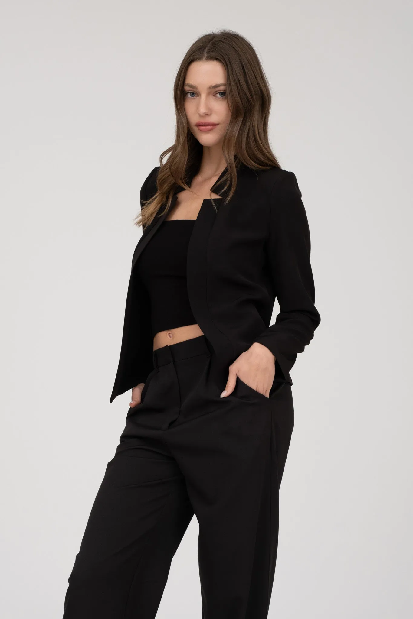NOTCH COLLAR LONG SLEEVE BLAZER