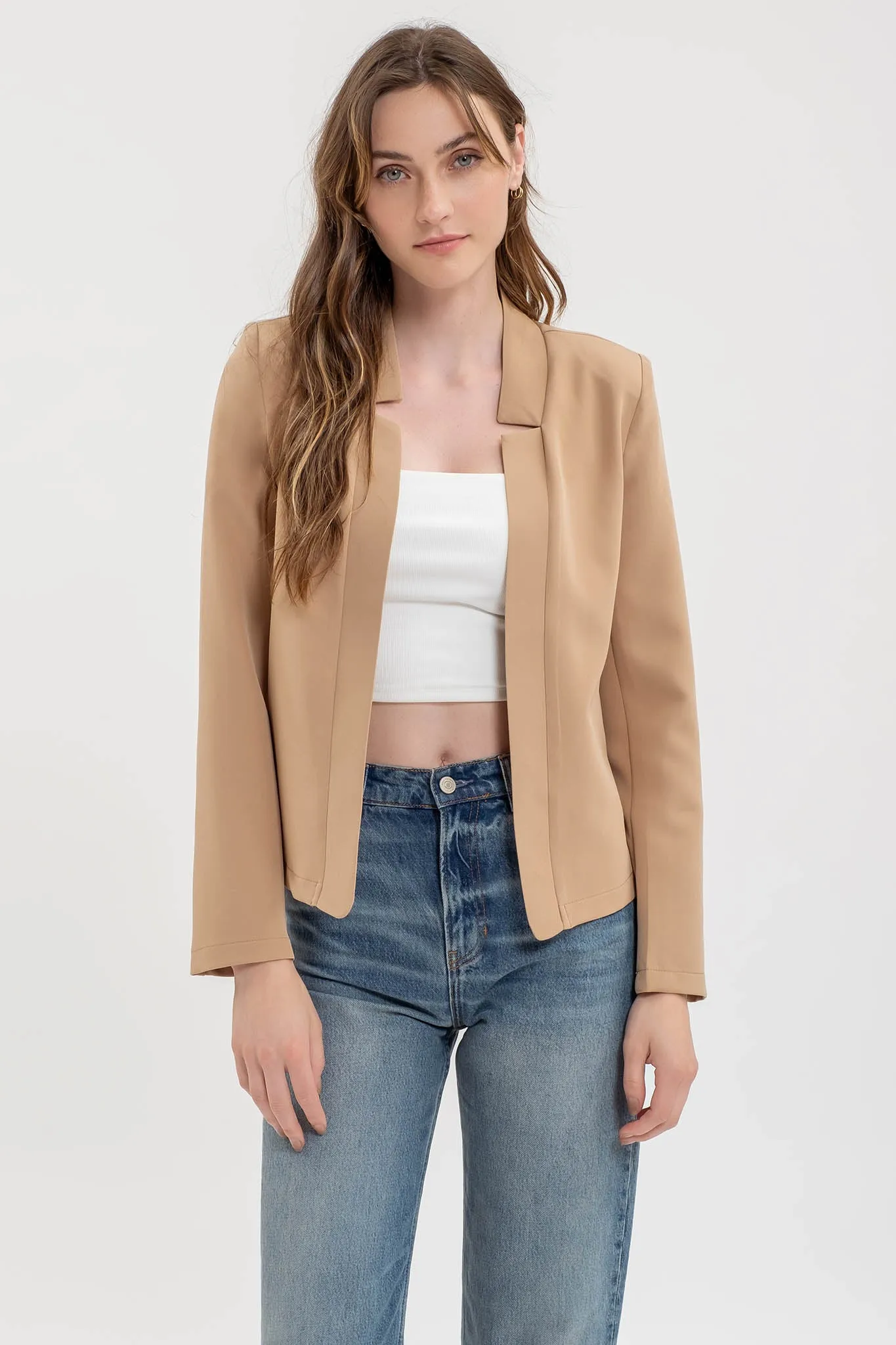 NOTCH COLLAR LONG SLEEVE BLAZER