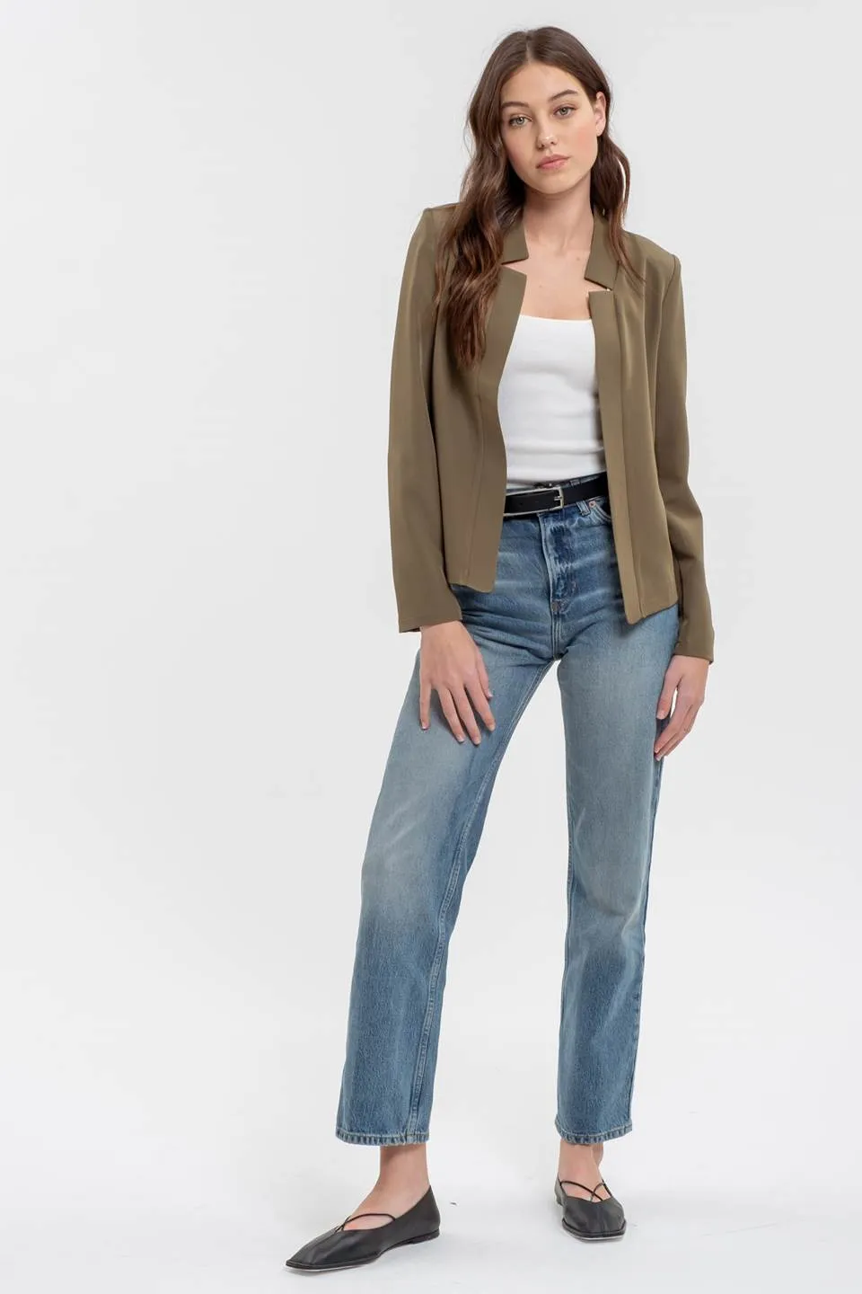 NOTCH COLLAR LONG SLEEVE BLAZER