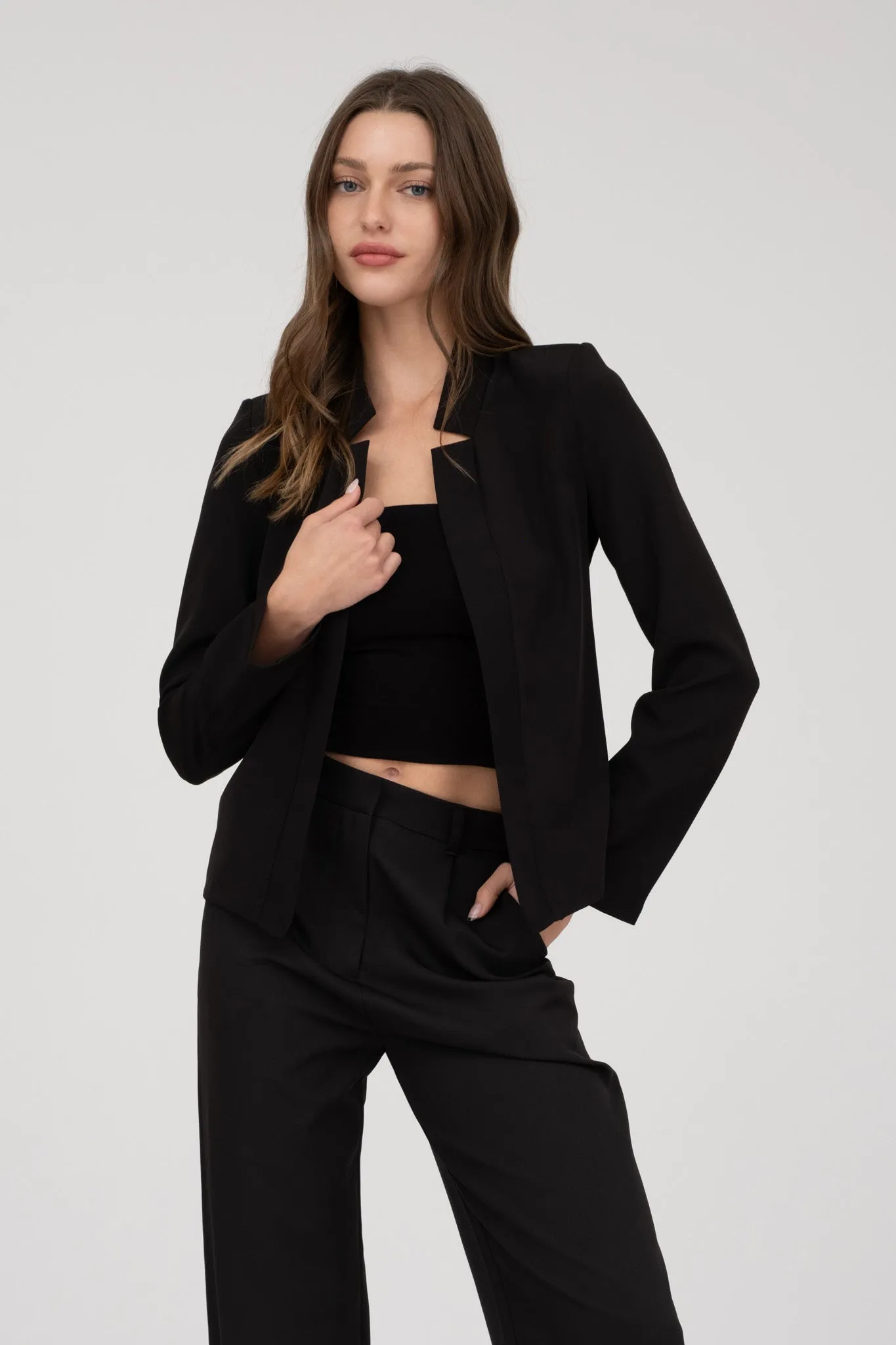 NOTCH COLLAR LONG SLEEVE BLAZER