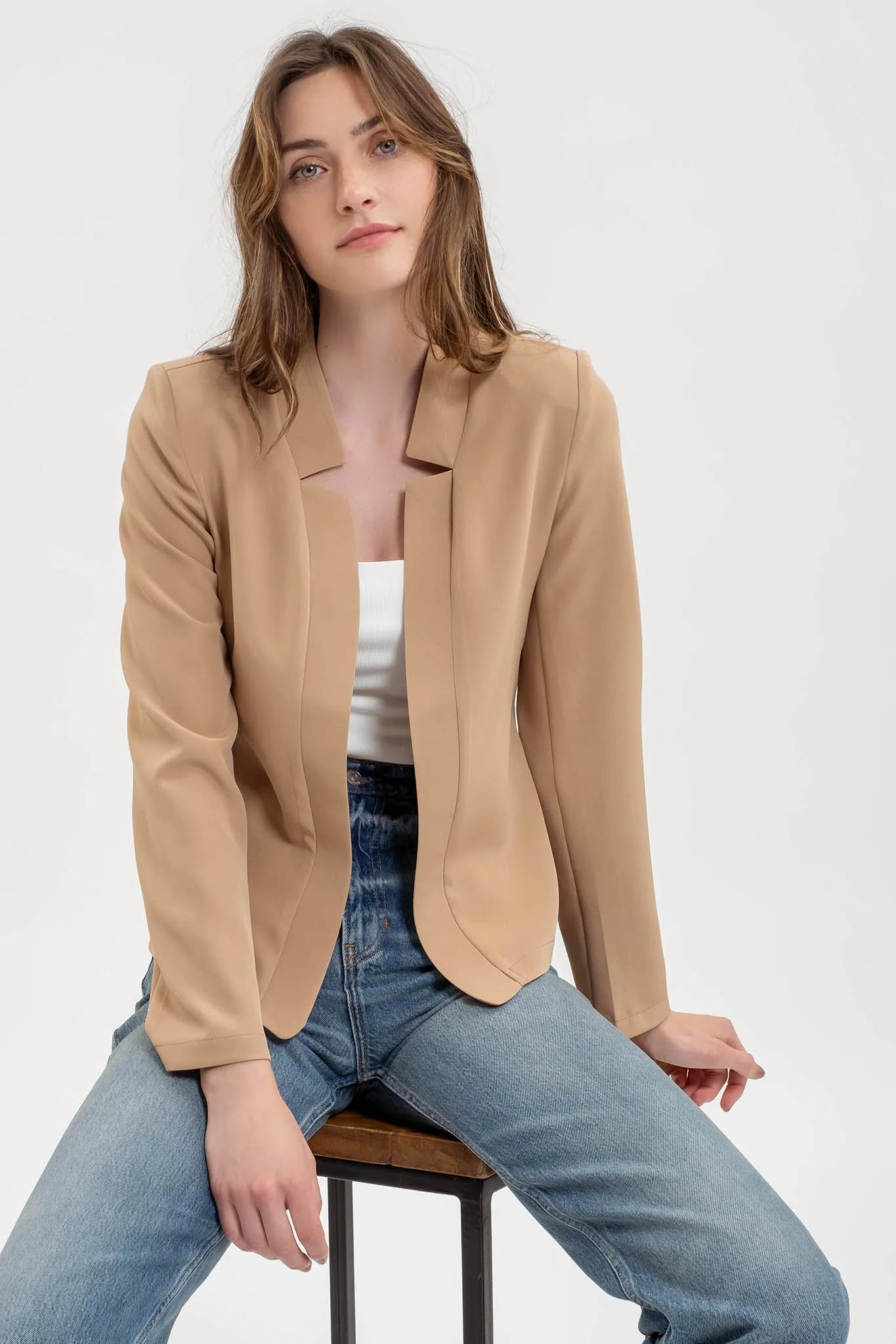 NOTCH COLLAR LONG SLEEVE BLAZER