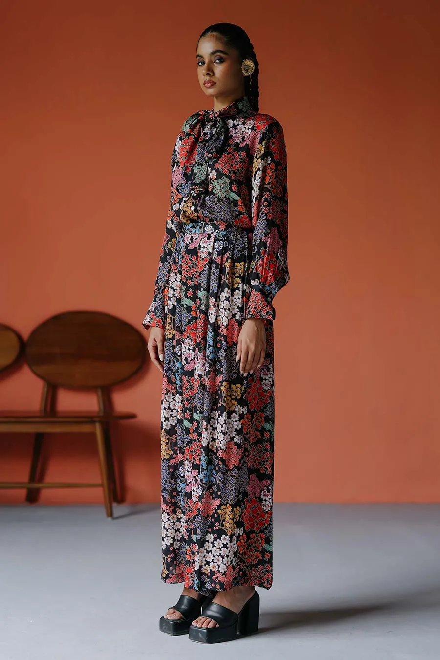 Printed Bow Top & Culottes Co-Ord Set