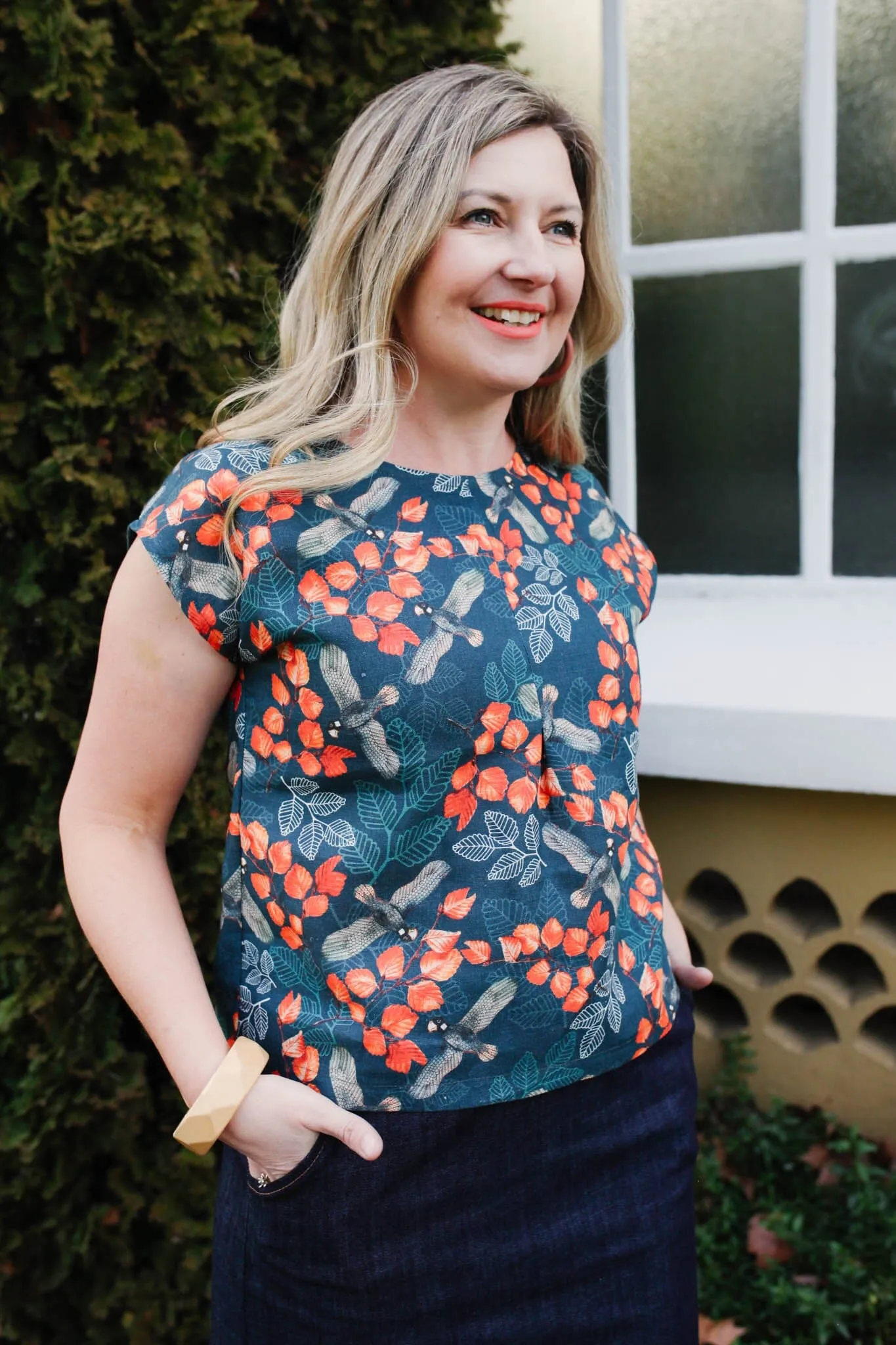 Pure Linen Mini Pleat Top - Turning Fagus