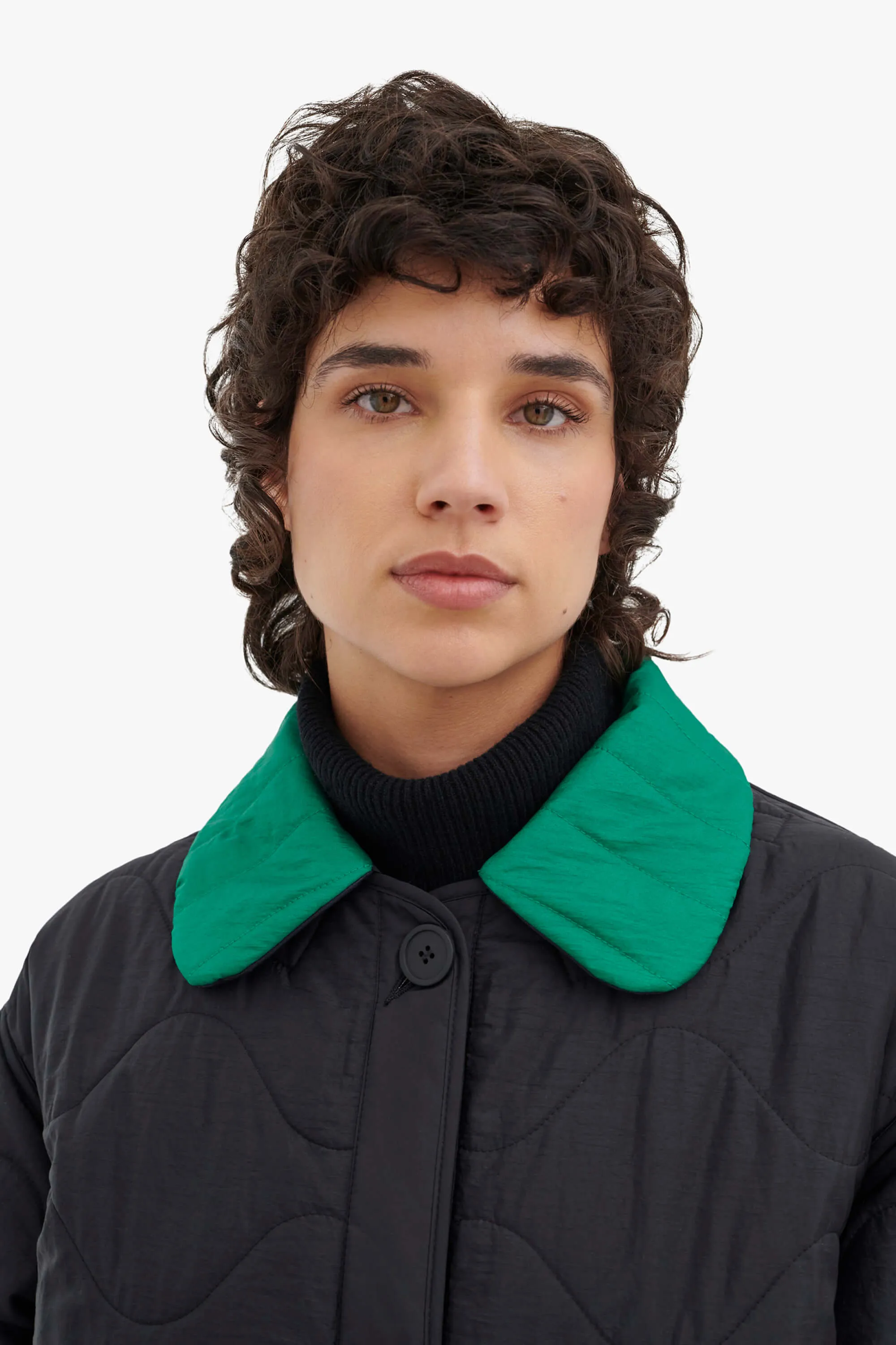 Quilted Collar - Emerald / Navy