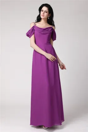 Sheath/Column Sleeveless Pleats Spaghetti Straps Long Chiffon Bridesmaid Dresses