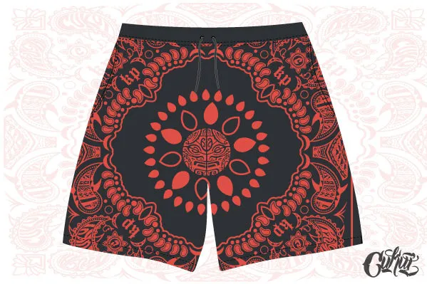 YOUTH Cukui x Krucial Paisley Shorts - Blk / Red